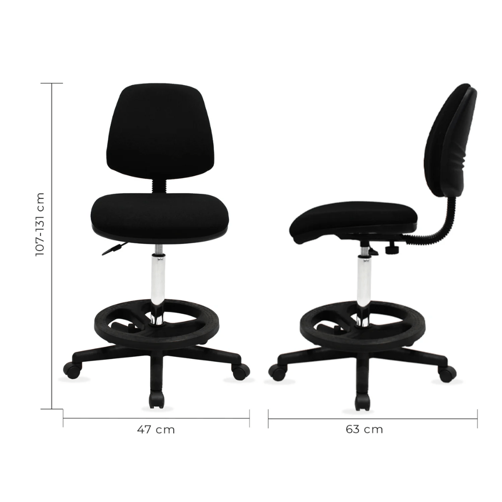 SILLA KINGSTRONG CAJERO KIT Silla Alta Cajero | Silla Alta Oficina Area Trabajo | Altura Ajustable | Base Rodajas | Asiento Tapizado | Interior - Silla Alta Cajero - Mundo In - NOGAL BEAT - 
