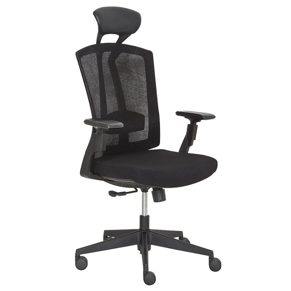 SILLA NOGAL BEAT AB - 70 | Silla Ejecutiva | Respaldo Malla | Cabecera Vinil | Asiento Tela | Brazos 3D | Altura Ajustable | Base Rodajas Nylon | Interior - AB - 70 - ALBAR - NOGAL BEAT - Sillas de oficina