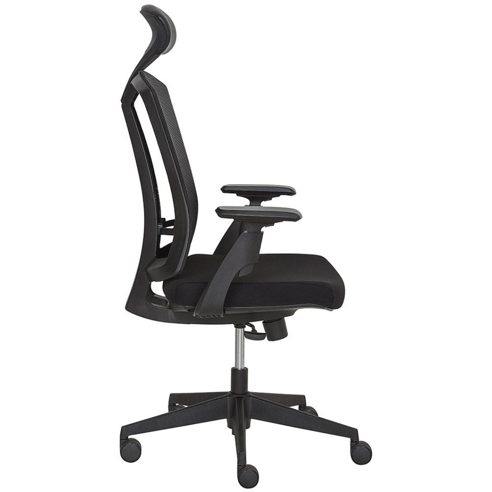 SILLA NOGAL BEAT AB - 70 | Silla Ejecutiva | Respaldo Malla | Cabecera Vinil | Asiento Tela | Brazos 3D | Altura Ajustable | Base Rodajas Nylon | Interior - AB - 70 - ALBAR - NOGAL BEAT - Sillas de oficina