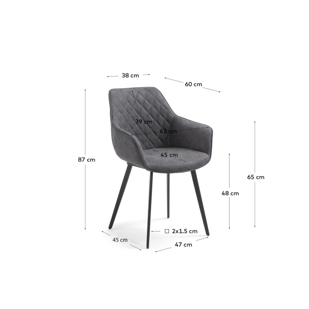 SILLA NOGAL BEAT AMINY SILLA GRÁFITO | Silla Decorativa para Comedor Oficina | Base Acero | Grafito | Vinipiel | Interior - Aminy silla Gráfito - IDELIKA - NOGAL BEAT - Sillas