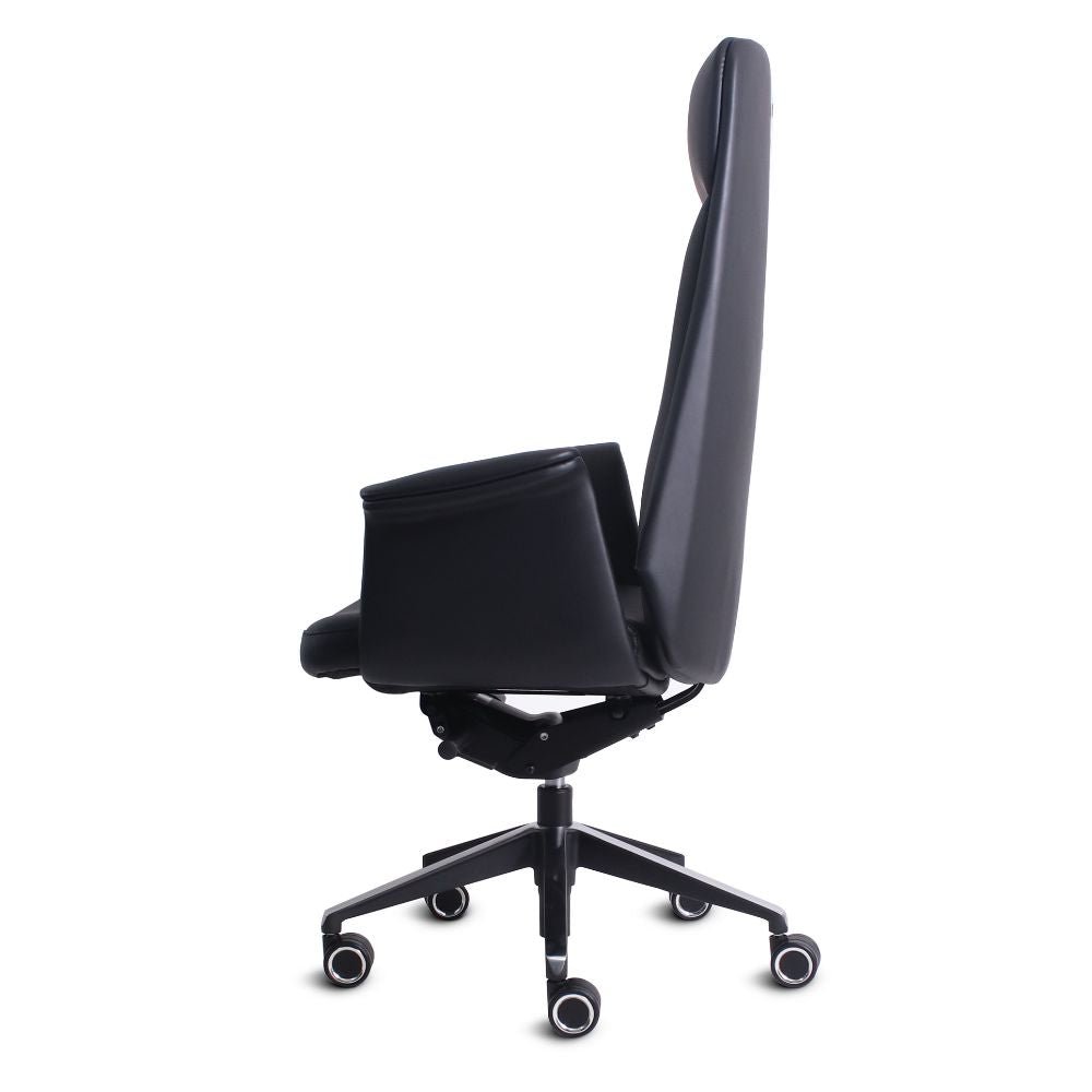 SILLA NOGAL BEAT AMSTERDAM | Silla Directiva | Base Aluminio | Asiento Respaldo Tapizado | Cabecera Integrada | Brazos | Negro | Interior - AMSTERDAM - MOBILIARIO EN MOVIMIENTO - NOGAL BEAT - Sillas para oficina