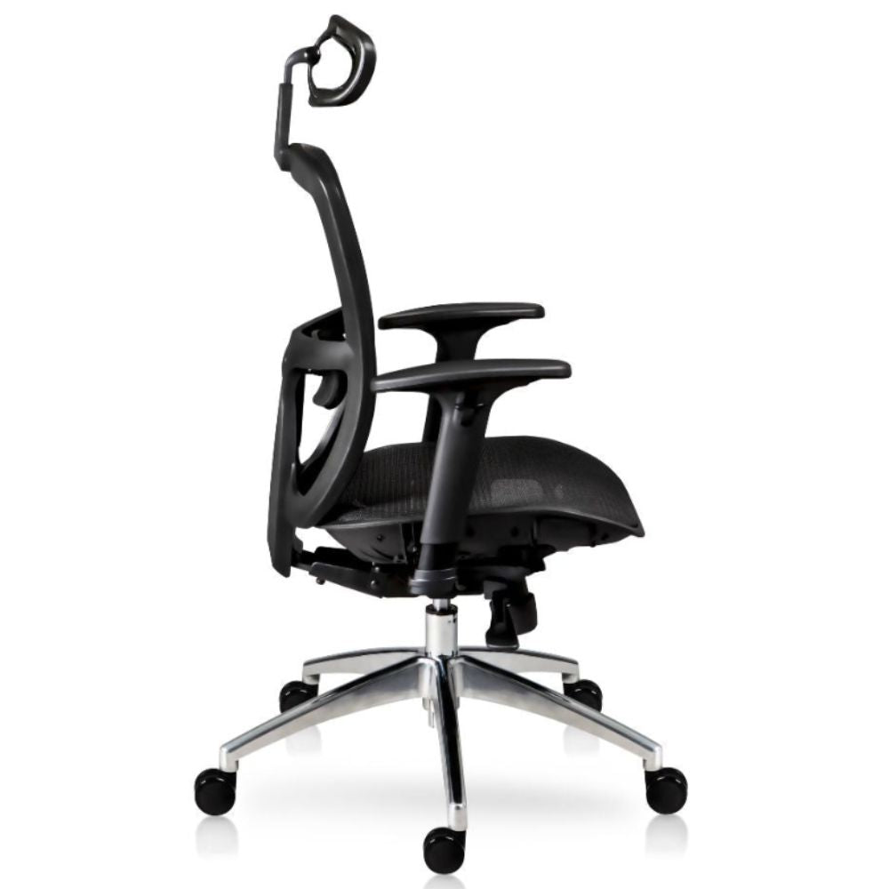 SILLA NOGAL BEAT ARSENAL | Silla Directiva | Base Aluminio | Asiento Polipropileno | Tapizado Malla Coreana | Respaldo Polipropileno Tapizado | 2 Palancas | Brazos Ajustables | Negro | Interior - ARSENAL - MOBILIARIO EN MOVIMIENTO - NOGAL BEAT - Sillas