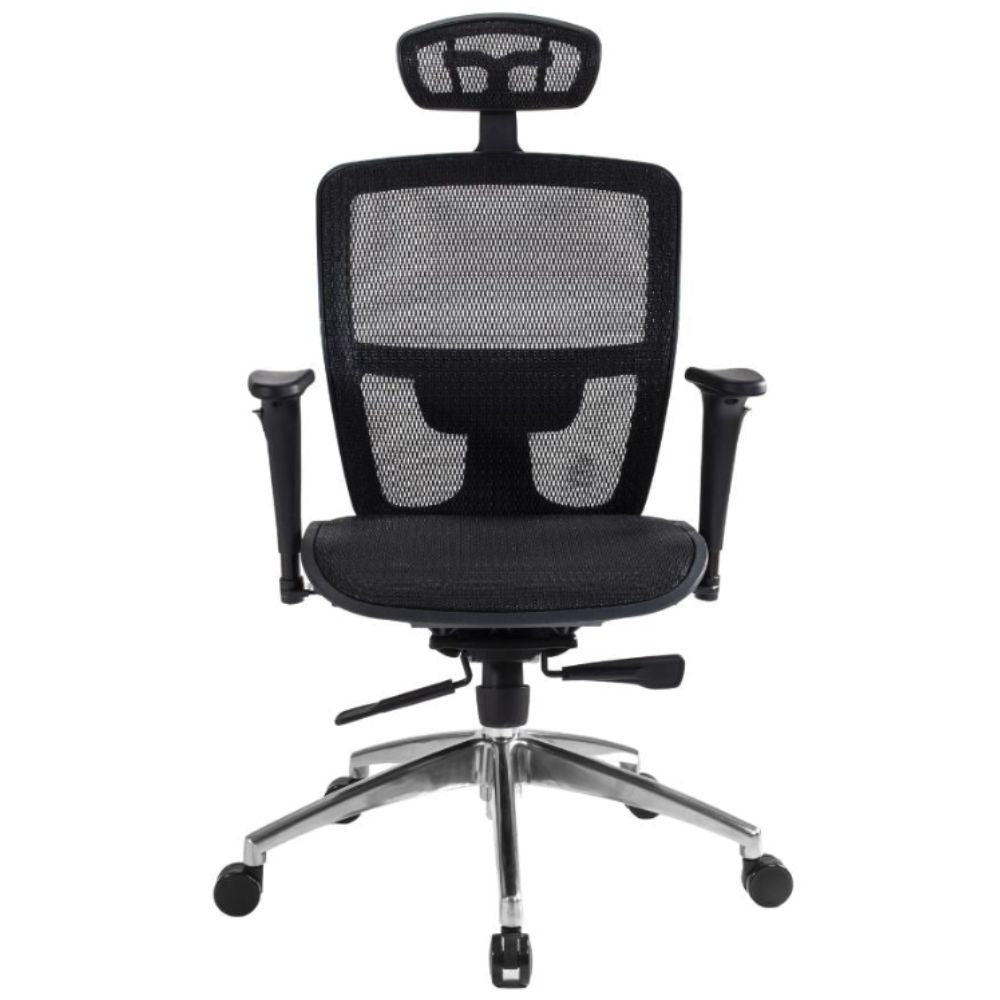 SILLA NOGAL BEAT ARSENAL | Silla Directiva | Base Aluminio | Asiento Polipropileno | Tapizado Malla Coreana | Respaldo Polipropileno Tapizado | 2 Palancas | Brazos Ajustables | Negro | Interior - ARSENAL - MOBILIARIO EN MOVIMIENTO - NOGAL BEAT - Sillas