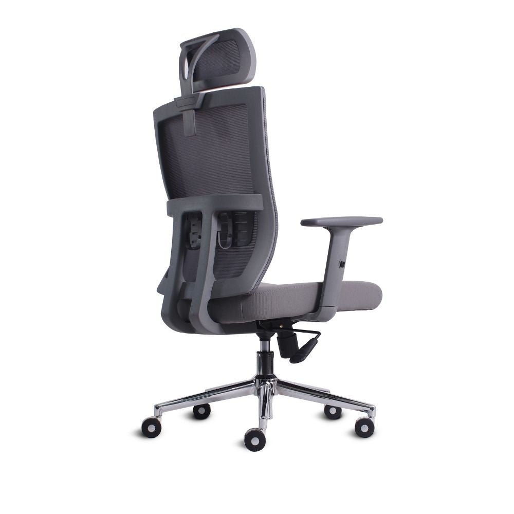 SILLA NOGAL BEAT ATHENAS GRIS | Silla Ejecutiva | Base Cromada | Respaldo Ajustable | Cabecera Ajustable | Asiento Tapizado | Brazos | Gris | Interior - ATHENAS GRIS - MOBILIARIO EN MOVIMIENTO - NOGAL BEAT - Sillas para oficina