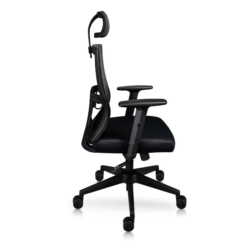 SILLA NOGAL BEAT ATHENAS NEGRO | Silla con Cabecera | Base Nylon | Respaldo Ajustable | Asiento Tapizado | Cabecera Ajustable | Brazos | Negro | Interior - ATHENAS NEGRO - MOBILIARIO EN MOVIMIENTO - NOGAL BEAT - Sillas para oficina