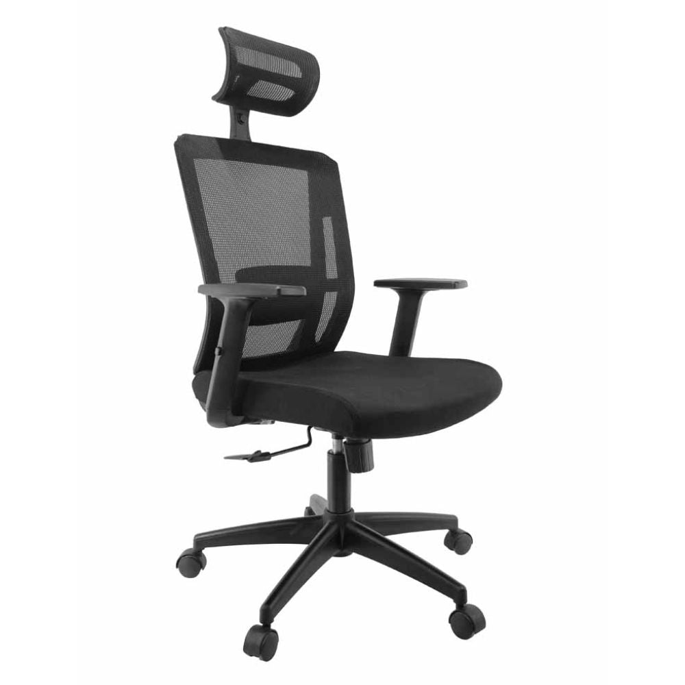 SILLA NOGAL BEAT E-16551 | Silla Gerencial | Asiento Hule Espuma | Respaldo Cabecera Polipropileno | Descansabrazos | Base Nylon | Tapiz Malla | Tela | Cabecera Ajustable | Interior - E-16551 - GERSA - NOGAL BEAT - Sillas para oficina