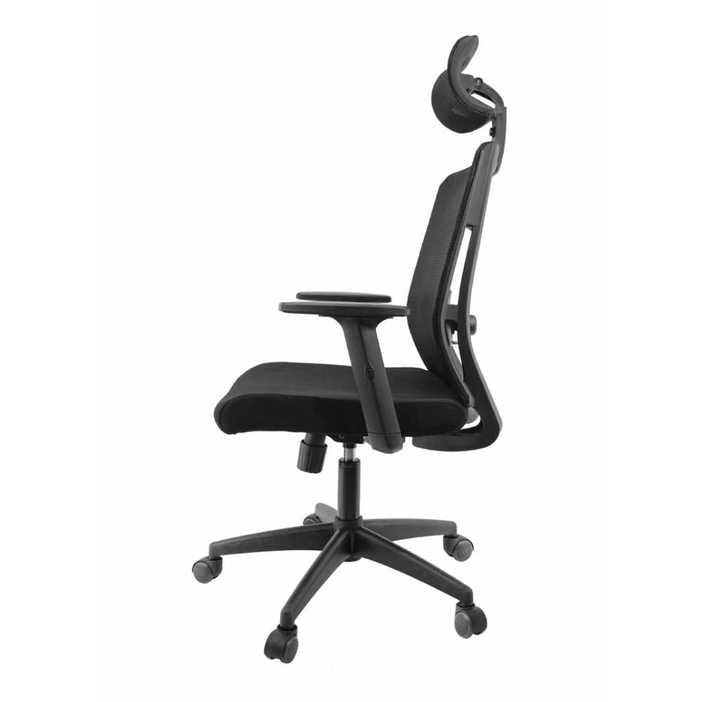 SILLA NOGAL BEAT E-16551 | Silla Gerencial | Asiento Hule Espuma | Respaldo Cabecera Polipropileno | Descansabrazos | Base Nylon | Tapiz Malla | Tela | Cabecera Ajustable | Interior - E-16551 - GERSA - NOGAL BEAT - Sillas para oficina