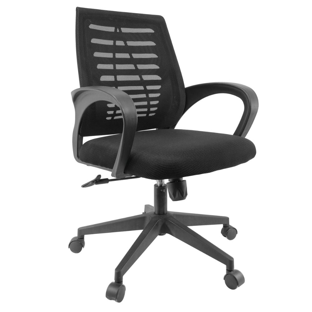 SILLA NOGAL BEAT E-18551 | Silla Operativa | Asiento Hule Espuma | Respaldo Polipropileno | Descansabrazos | Base Nylon | Tapiz Malla | Tela | Interior - E-18551 - GERSA - NOGAL BEAT - Sillas para oficina