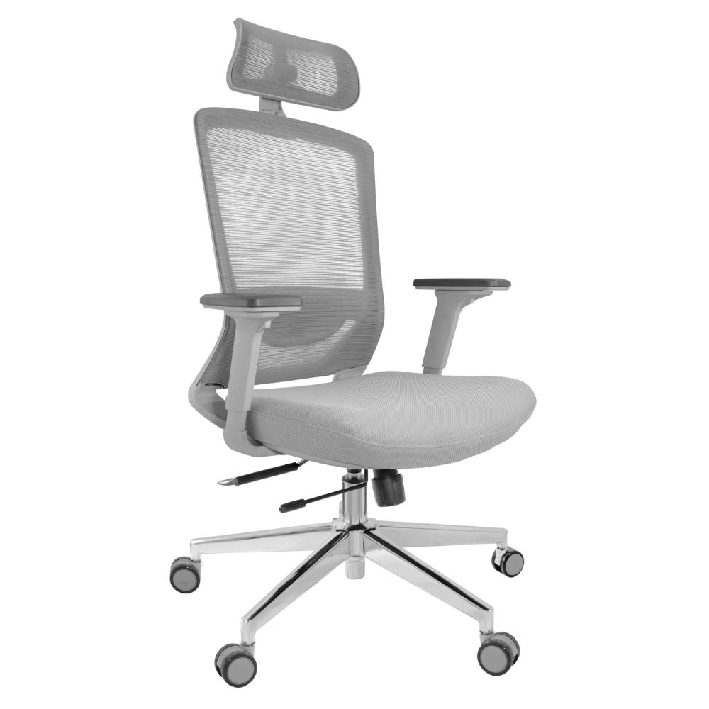 SILLA NOGAL BEAT E-20801G | Silla Gerencial | Asiento Poliuretano | Descansabrazos | Soporte Lumbar | Cabecera Ajustable | Base Metálica | Rodajas | Gris | Interior - E-20801G - GERSA - NOGAL BEAT - Accesorios