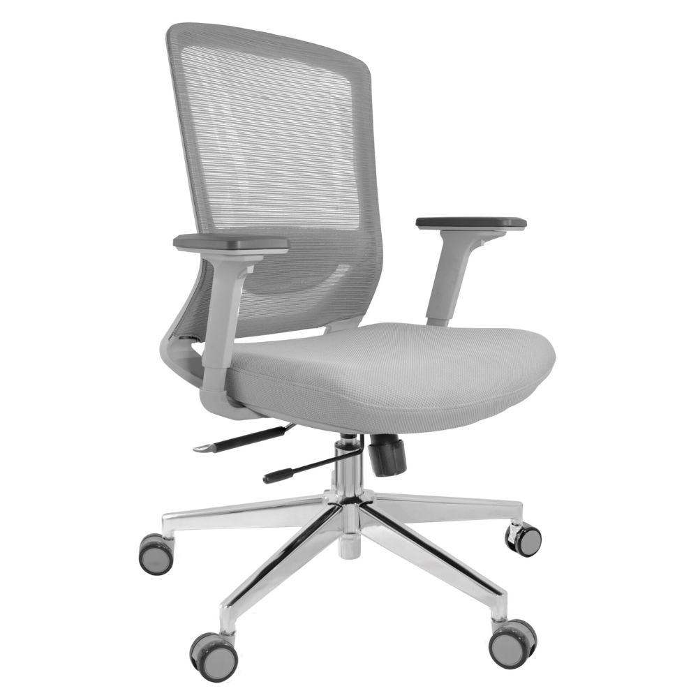 SILLA NOGAL BEAT E-20802G | Silla Gerencial | Asiento Poliuretano | Descansabrazos | Ajuste Altura | Soporte Lumbar | Base Metálica | Rodajas | Gris | Interior - E-20802G - GERSA - NOGAL BEAT - Sillas para oficina