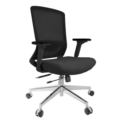 SILLA NOGAL BEAT E-20802N | Silla Gerencial | Asiento Poliuretano | Descansabrazos | Ajuste Altura | Soporte Lumbar | Base Metálica | Rodajas | Negro | Interior - E-20802N - GERSA - NOGAL BEAT - Sillas para oficina