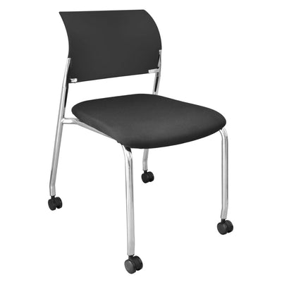 SILLA NOGAL BEAT E-39540 | Silla Visita | Asiento Poliuretano | Estructura Metal Cromada | Respaldo Polipropileno | Tapiz Tela Vinipiel | Rodaja Nylon | Interior - E-39540 - GERSA - NOGAL BEAT -