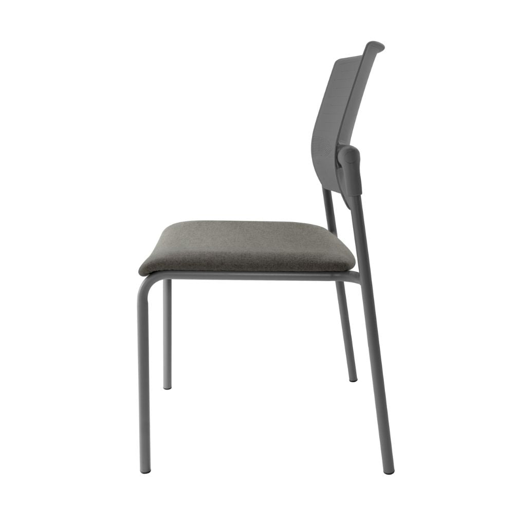 SILLA NOGAL BEAT E-50850G | Silla Visita | Respaldo Polipropileno | Tapiz Tela Vinipiel | Asiento Hule Espuma | Estructura Metal | Gris | Interior - E-50850G - GERSA - NOGAL BEAT - SIlla