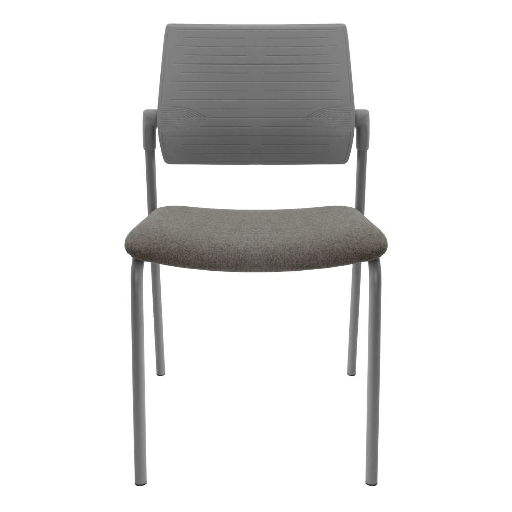 SILLA NOGAL BEAT E-50850G | Silla Visita | Respaldo Polipropileno | Tapiz Tela Vinipiel | Asiento Hule Espuma | Estructura Metal | Gris | Interior - E-50850G - GERSA - NOGAL BEAT - SIlla