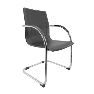 SILLA NOGAL BEAT E-9703 | Silla VIsita | Tapiz PCV | Asiento Respaldo Hule Espuma | Descansabrazos Metal Cromado | Base Trineo Metal Cromado | interior - E-9703 - GERSA - NOGAL BEAT - Sillas