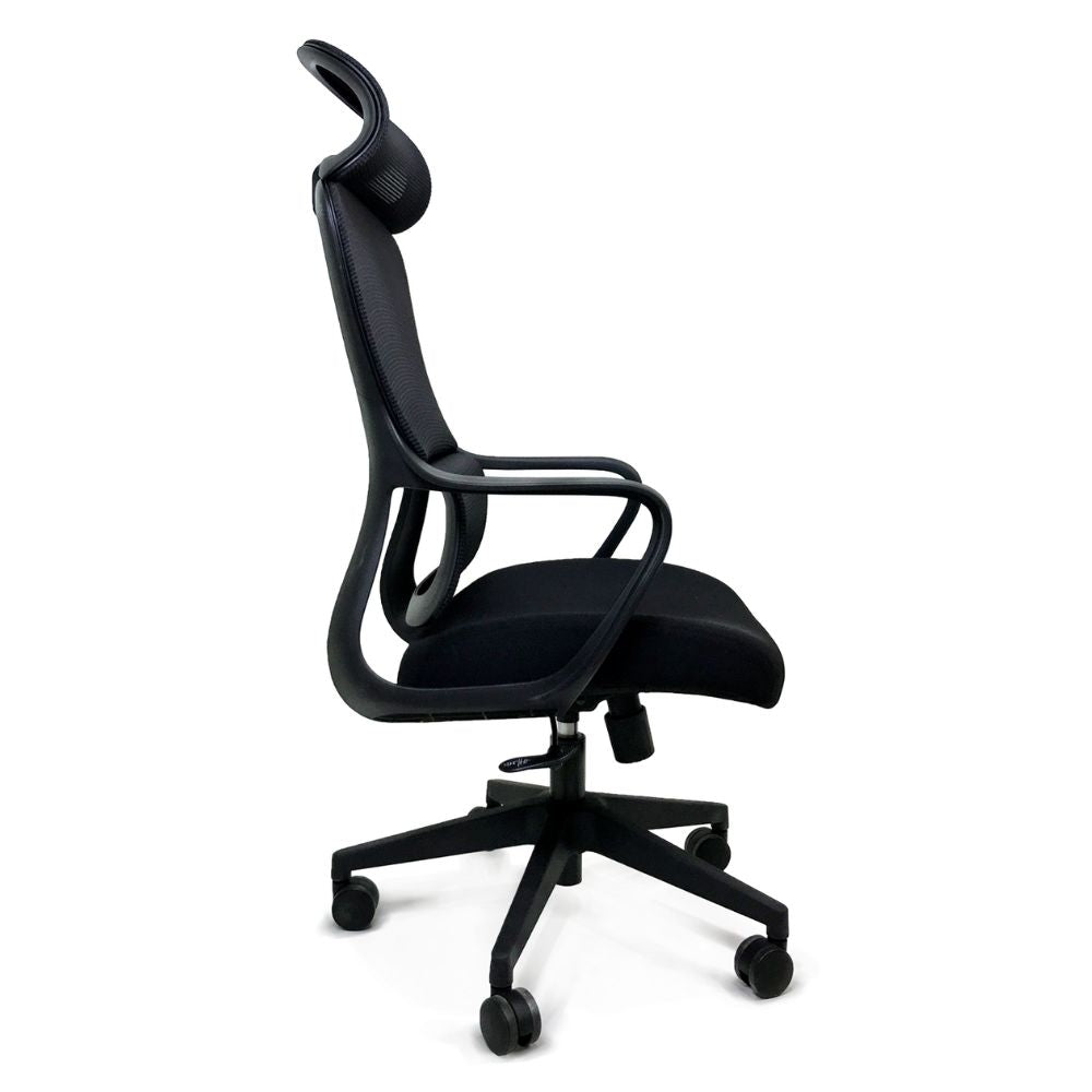 SILLA NOGAL BEAT ESLOVAQUIA NEGRO | Silla Ejecutiva con Cabecera | Respaldo Cabecera Polipropileno tapizado | Asiento tapizado | Base Nylon Brazos | Negro | Interior - ESLOVAQUIA NEGRO - MOBILIARIO EN MOVIMIENTO - NOGAL BEAT - Sillas para oficina