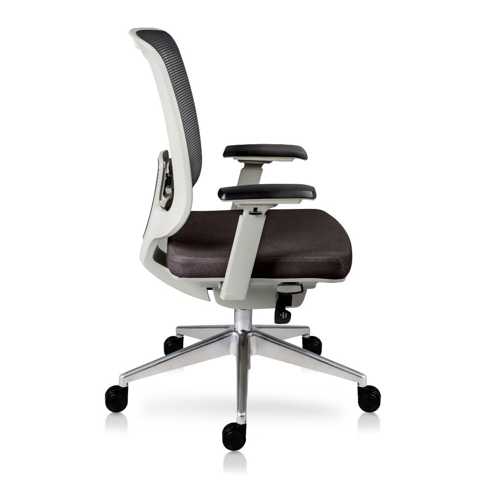 SILLA NOGAL BEAT FINISTERRE GRIS EJECUTIVO | Silla Ejecutiva | Base Aluminio | Respaldo Lumbar Ajustable | Asiento Deslizante | Brazos | Negro y Gris | Interior - FINISTERRE GRIS EJECUTIVO - MOBILIARIO EN MOVIMIENTO - NOGAL BEAT - Sillas para oficina