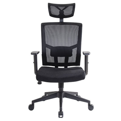 SILLA NOGAL BEAT HABANA | Silla Ejecutiva con cabecera | Respaldo Cabecera Ajustable | Asiento Tapizado | Base Nylon | Brazos | Negro | Interior - HABANA - MOBILIARIO EN MOVIMIENTO - NOGAL BEAT - Sillas para oficina