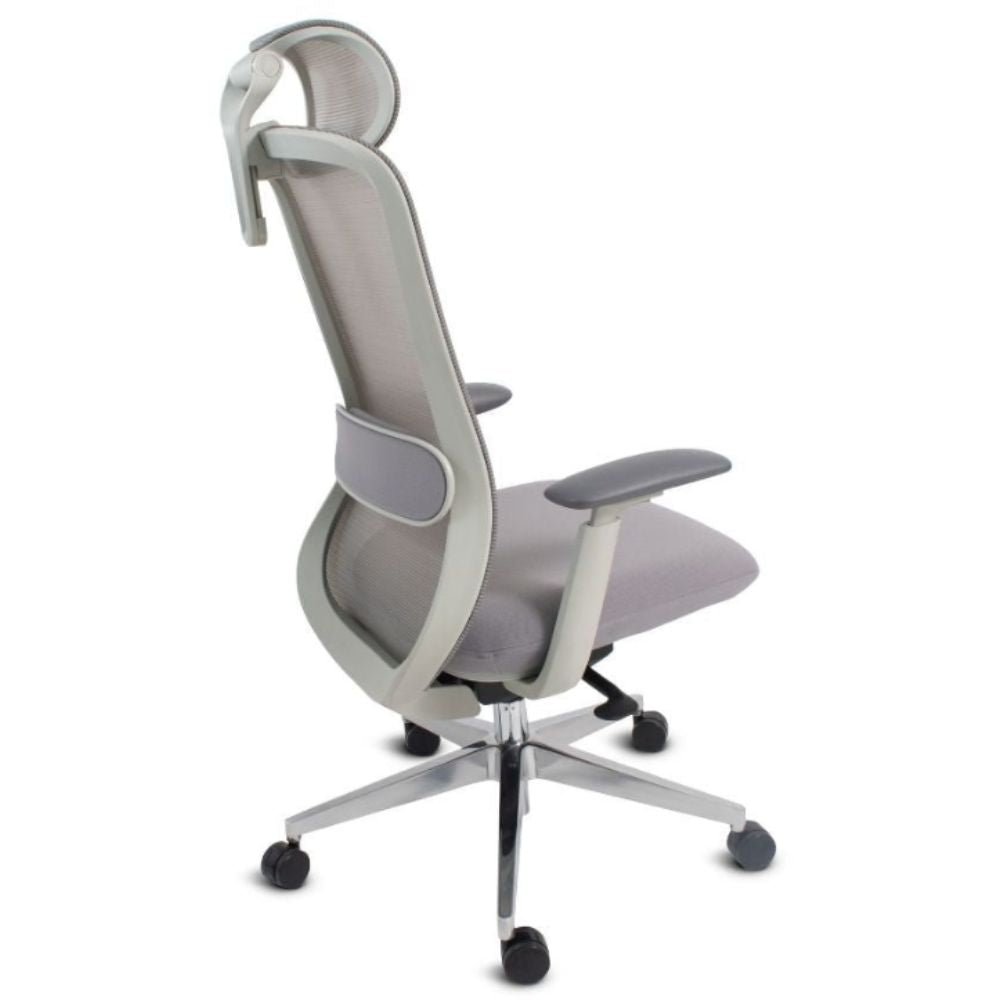 SILLA NOGAL BEAT LONDRES GRIS | Silla Directiva | Base Aluminio | Respaldo Ajustable | Asiento Deslizante | Brazos | Cabecera Ajustable | Gris | Interior - LONDRES GRIS - MOBILIARIO EN MOVIMIENTO - NOGAL BEAT - Sillas para oficina