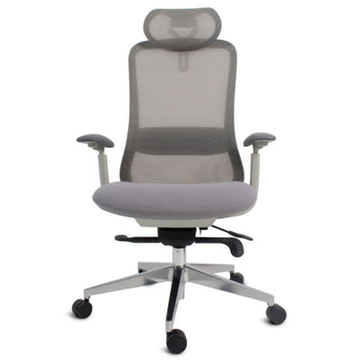 SILLA NOGAL BEAT LONDRES GRIS | Silla Directiva | Base Aluminio | Respaldo Ajustable | Asiento Deslizante | Brazos | Cabecera Ajustable | Gris | Interior - LONDRES GRIS - MOBILIARIO EN MOVIMIENTO - NOGAL BEAT - Sillas para oficina