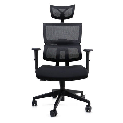 SILLA NOGAL BEAT PORTUGAL | Silla Ejecutiva con Cabecera | Base Nylon Rodajas | Respaldo Cabecera Asiento Tapizado | Brazos | Negro | Interior - PORTUGAL - MOBILIARIO EN MOVIMIENTO - NOGAL BEAT - Sillas para oficina