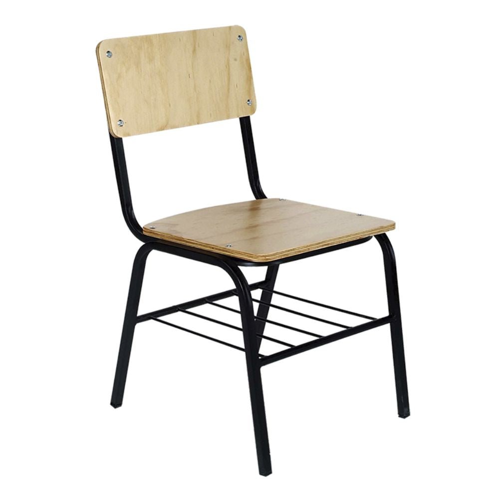 SILLA NOGAL BEAT SS - 30 | Silla Secundaria | Estructura Tubular Cuadrado | Respaldo Asiento Multiplay | Natural | Sin Tapiz| Regatones | Canastilla | Interior - SS - 30 - ALBAR - NOGAL BEAT - Sillas