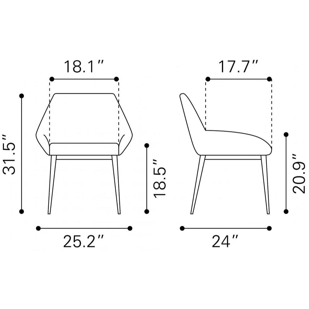 SILLA NOGAL BEAT VILA | Silla Ocasional Decorativa para Sala de Estar | Piel Sintética 100% Poliuretano Madera Contrachapada | Estructura Acero | Interior - 110073 - Zuo - NOGAL BEAT - Sillas