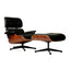 Silla ocasional Nogal Beat Metz negra con ottoman, tapizada en vinipiel y estrella de acero cromado