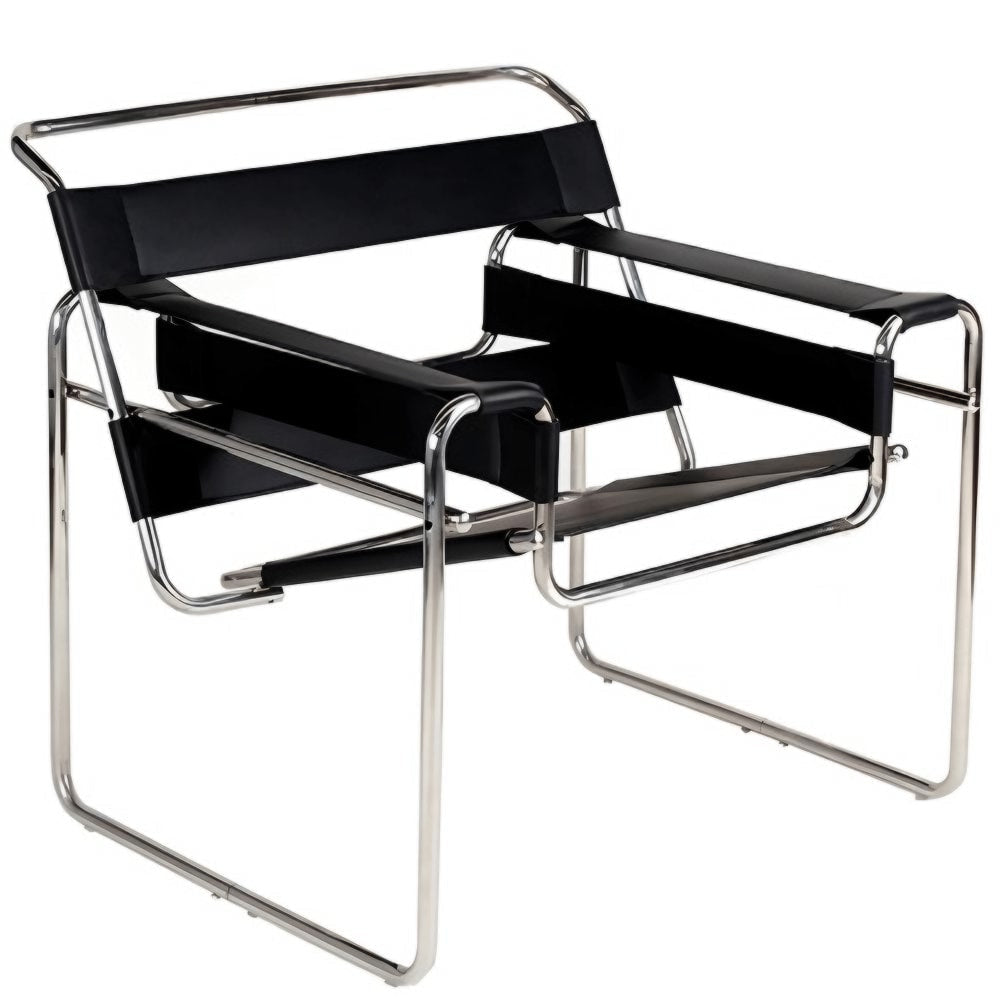 Silla Ocasional Diseño Clásico - NOGAL BEAT SILLA WASSILY - Negro - Estructura Acero Cromado y Tapiz en Vinipiel - SILLA WASSILY - MDO - NOGAL BEAT - Silla Ocasional