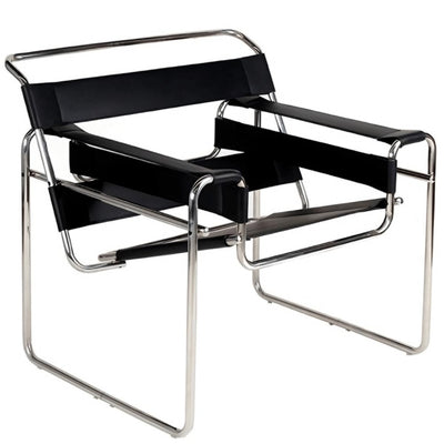 Silla Ocasional Diseño Clásico - NOGAL BEAT SILLA WASSILY - Negro - Estructura Acero Cromado y Tapiz en Vinipiel - SILLA WASSILY - MDO - NOGAL BEAT - Silla Ocasional
