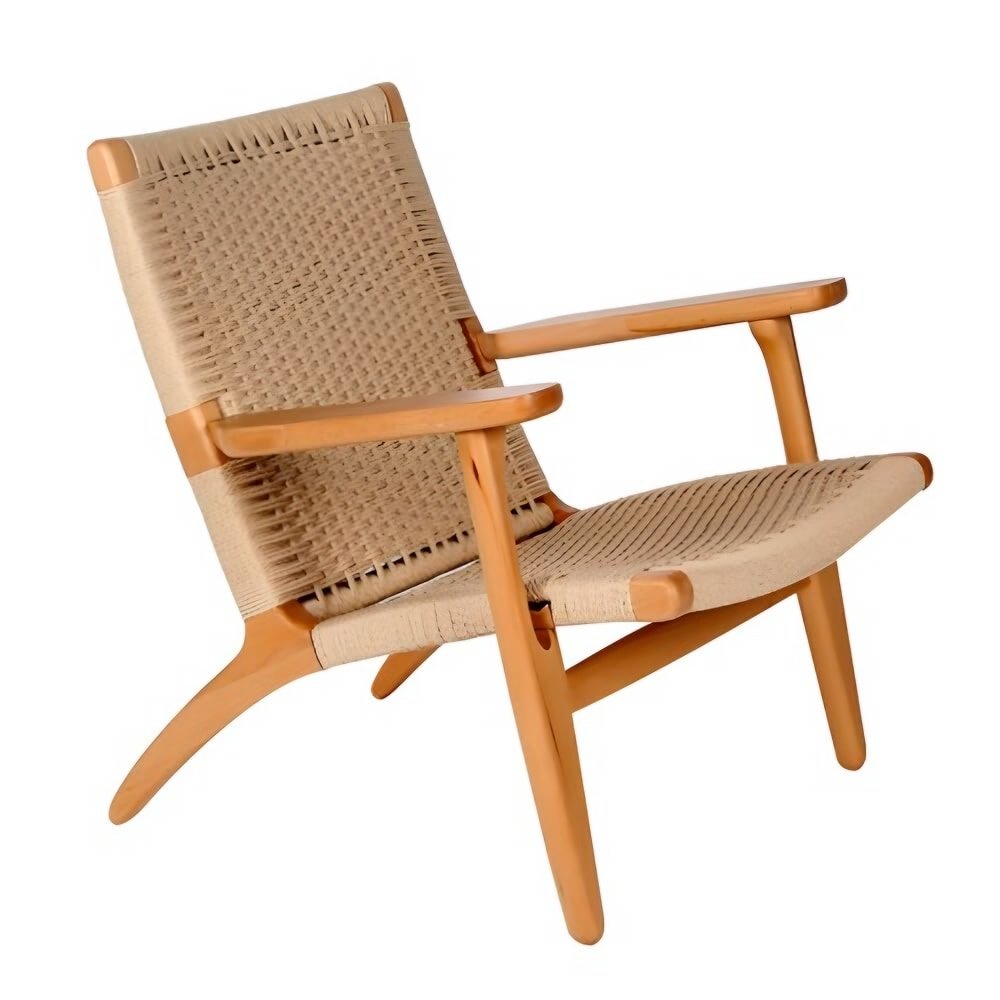 Silla Ocasional para Hotel Tipo Hans Jorgen Wegner y Carl Hansen - NOGAL BEAT VENECIA - Natural - Asiento y Respaldo Tejido a Mano Estructura Madera - SILLA VENECIA - MDO - NOGAL BEAT - Silla Ocasional