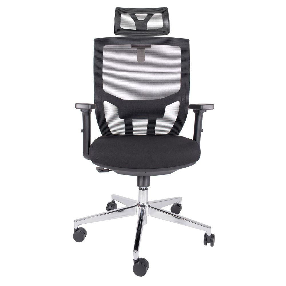 SILLA OFFIHO AIKO OHE - 705 NEGRO | Silla Operativa | Diseño Ergonómico | Respaldo Alto | Asiento Tapizado | Respaldo en Malla | Interior | Oficina Despacho Hogar - OHE - 705negro - OFFIHO - NOGAL BEAT - Sillas