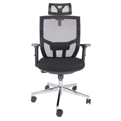 SILLA OFFIHO AIKO OHE - 705 NEGRO | Silla Operativa | Diseño Ergonómico | Respaldo Alto | Asiento Tapizado | Respaldo en Malla | Interior | Oficina Despacho Hogar - OHE - 705negro - OFFIHO - NOGAL BEAT - Sillas