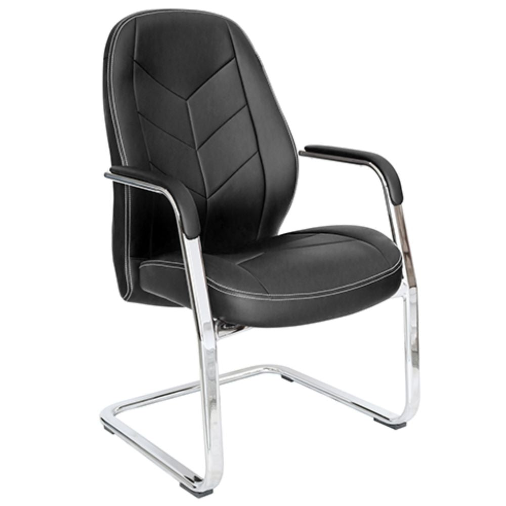 SILLA OFFIHO ALUFSEN OHV - 408 | Silla Visita para Oficina Visitante | Base Trineo | Soft Revolving Leather | Interior - OHV - 408 - OFFIHO - NOGAL BEAT - Silla para oficina