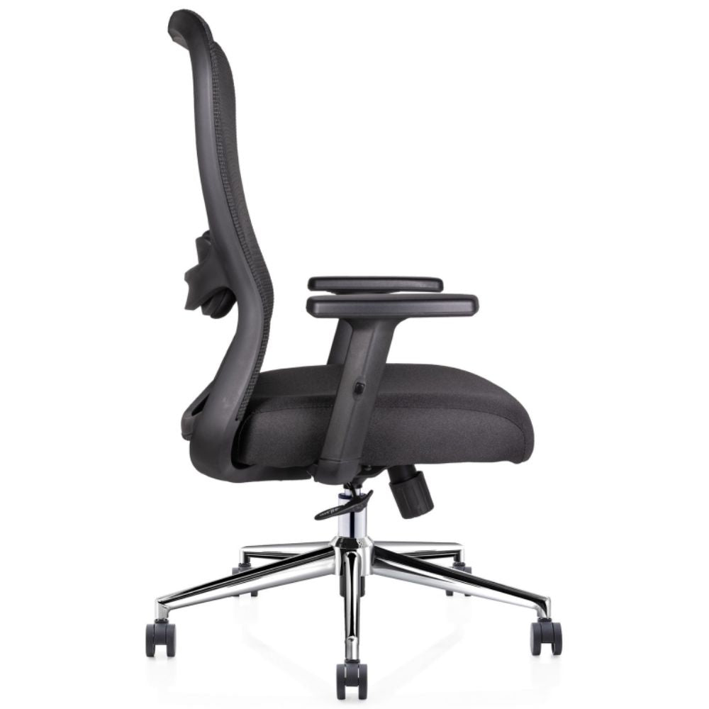 SILLA OFFIHO ATHELIER OHE - 903negro | Silla Operativa Ergonómica de Oficina | Base Estrella 5 Puntas | Acero Cromado | Reclinable | Respaldo Alto | Brazos | Tapiz Malla Tela | Interior - OHE - 903negro - OFFIHO - NOGAL BEAT - Sillas de oficina