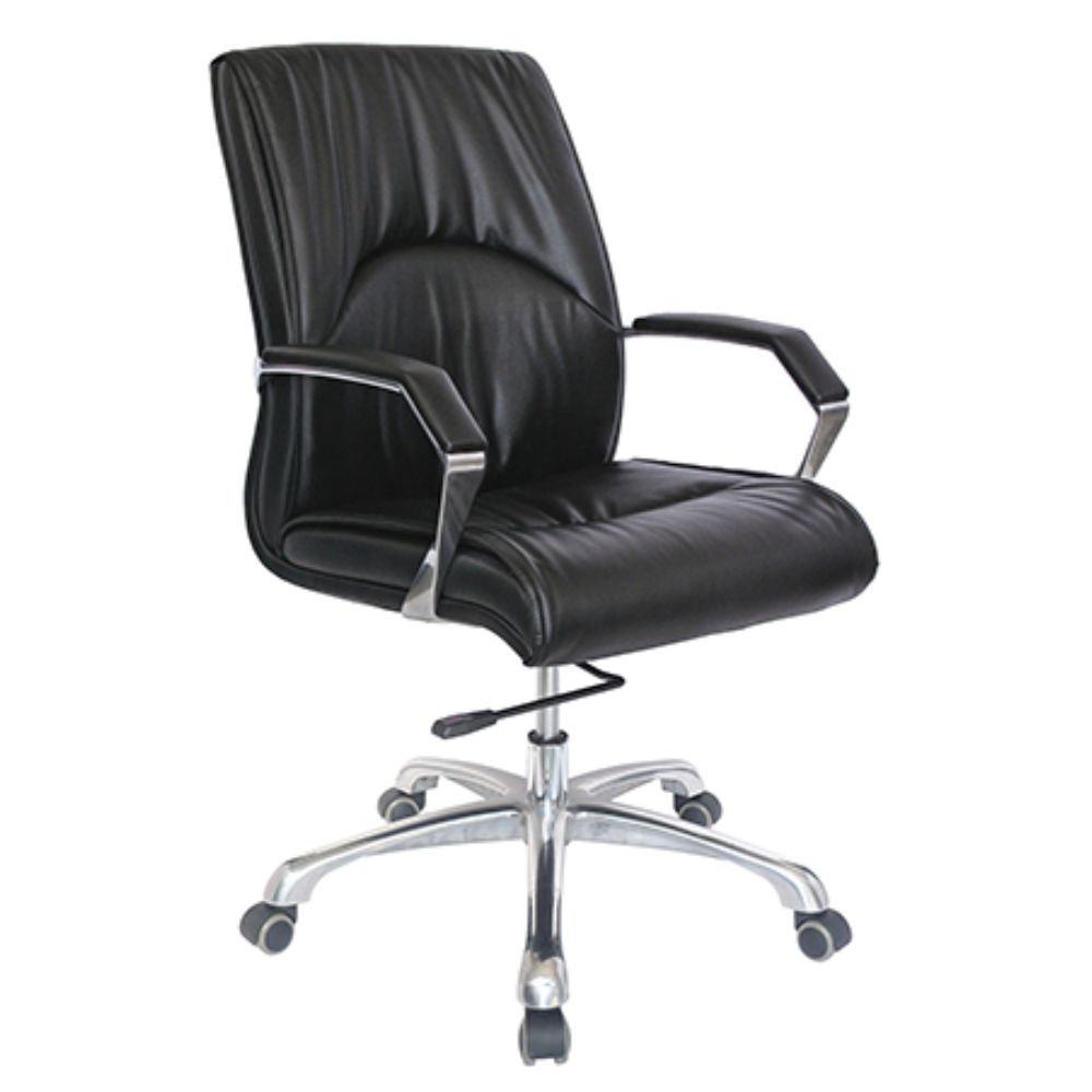 SILLA OFFIHO CIANI OHE - 303negro | Silla Directiva para Gerencia | Base 5 Puntas Rodajas | Aluminio | Ergonómico | Respaldo Bajo | Tapiz Soft Revolving Leather | Interior - OHE - 303negro - NOGAL BEAT - NOGAL BEAT - Sillas de oficina