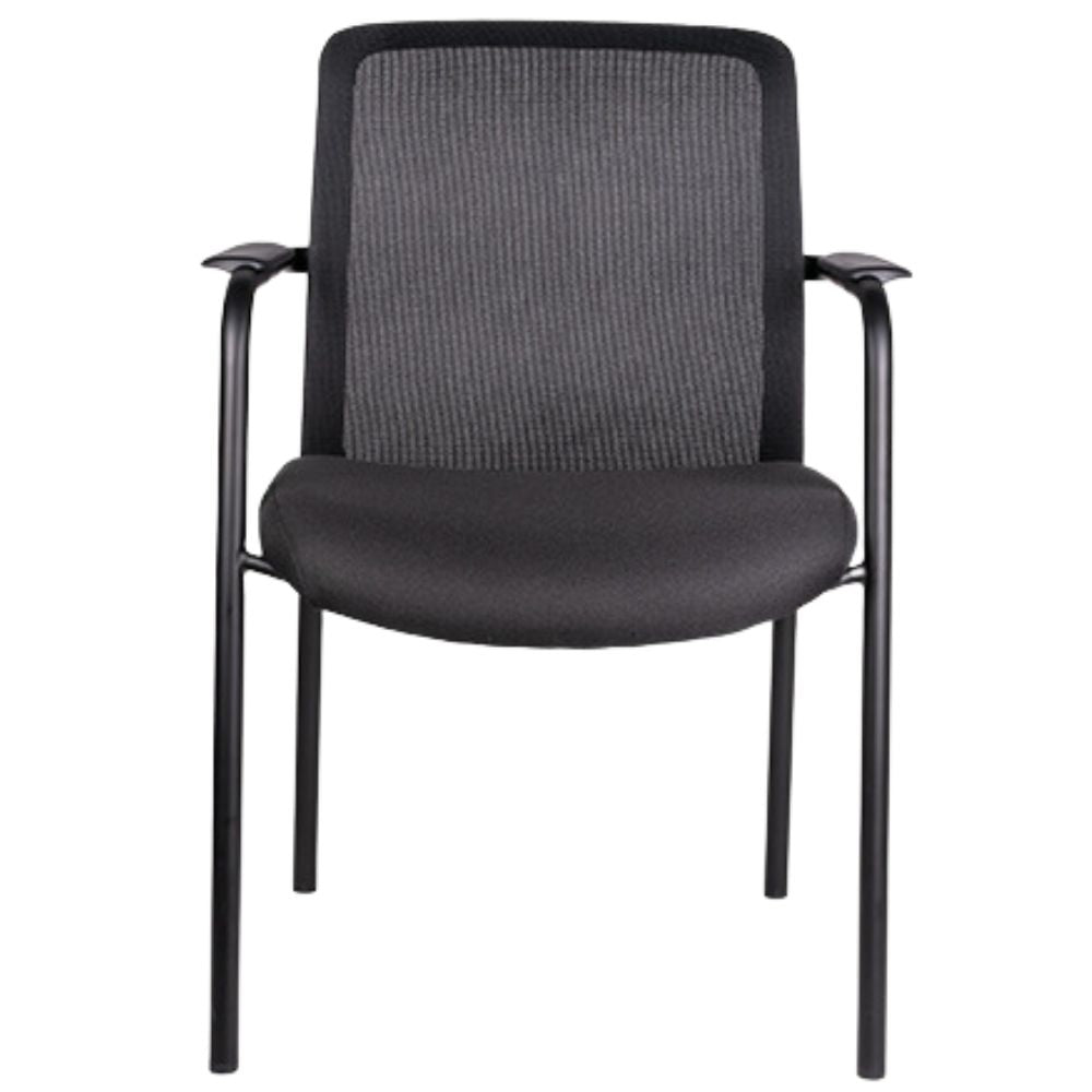 SILLA OFFIHO FRIDA OHV - 115 | Silla para Visitas Ergonómica | Estructura Acero Tubular | Brazos | Polipropileno | Tapiz Malla Tela | Interior - OHV - 115 - OFFIHO - NOGAL BEAT - Sillas para oficina