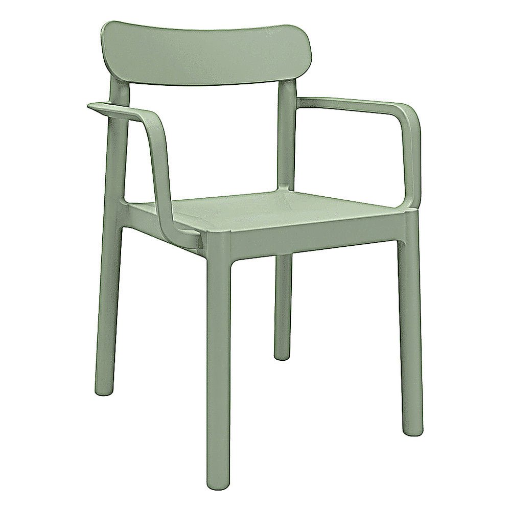 Silla para Cafetería y Comedor Con Brazos - RESOL ELBA ARMCHAIR - Varios Colores - Apilable y Protección UV - 04496 - Resol - NOGAL BEAT - Silla Comercial Interior