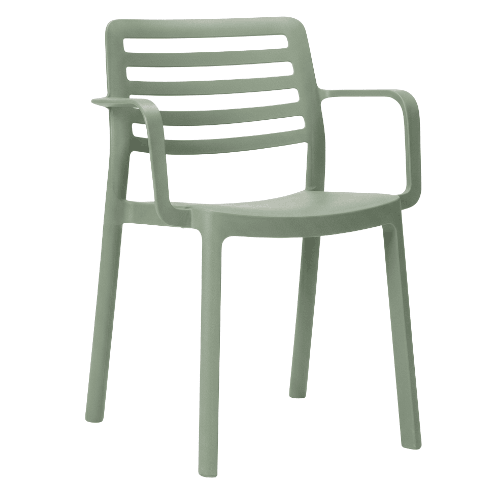 Silla para Cafetería y Comedor con Brazos - RESOL WIND ARMCHAIR - Varios Colores - Apilable y Protección - 7162 - Resol - NOGAL BEAT - Silla Comercial Interior