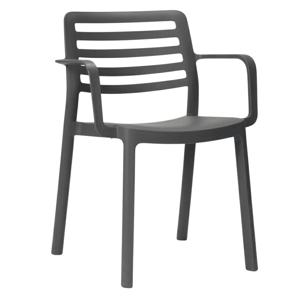 Silla para Cafetería y Comedor con Brazos - RESOL WIND ARMCHAIR - Varios Colores - Apilable y Protección - 4567 - Resol - NOGAL BEAT - Silla Comercial Interior