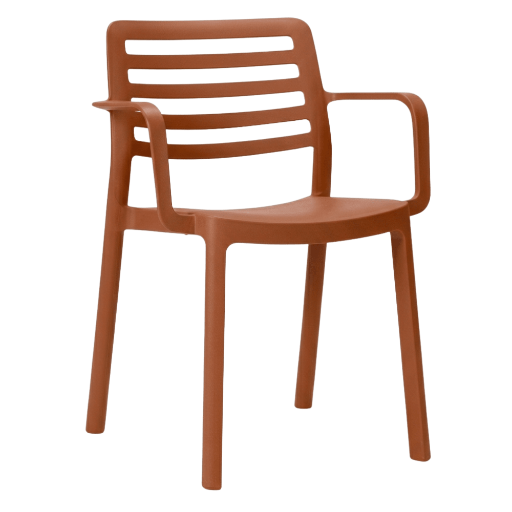 Silla para Cafetería y Comedor con Brazos - RESOL WIND ARMCHAIR - Varios Colores - Apilable y Protección - 7163 - Resol - NOGAL BEAT - Silla Comercial Interior