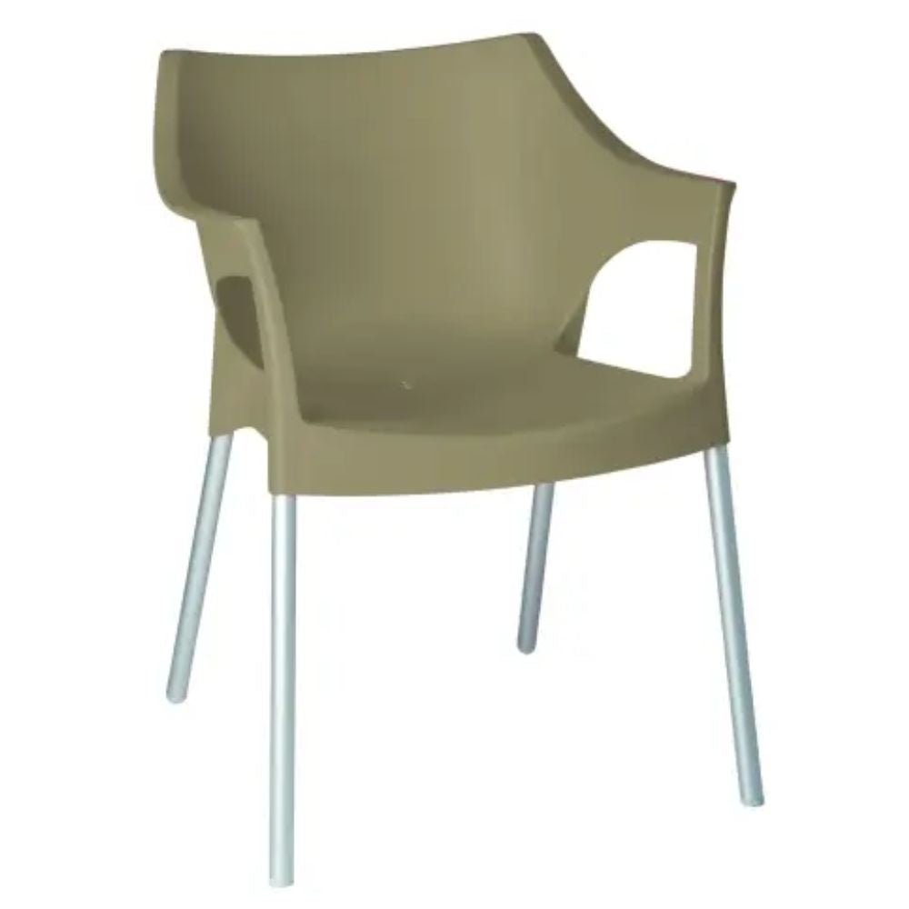 Silla para Cafetería y Comedor con Evacuación de Agua - RESOL POLE - Varios Colores - Apilable con 4 Puntas Aluminio y Protección UV - 01346 - Resol - NOGAL BEAT - Sillas