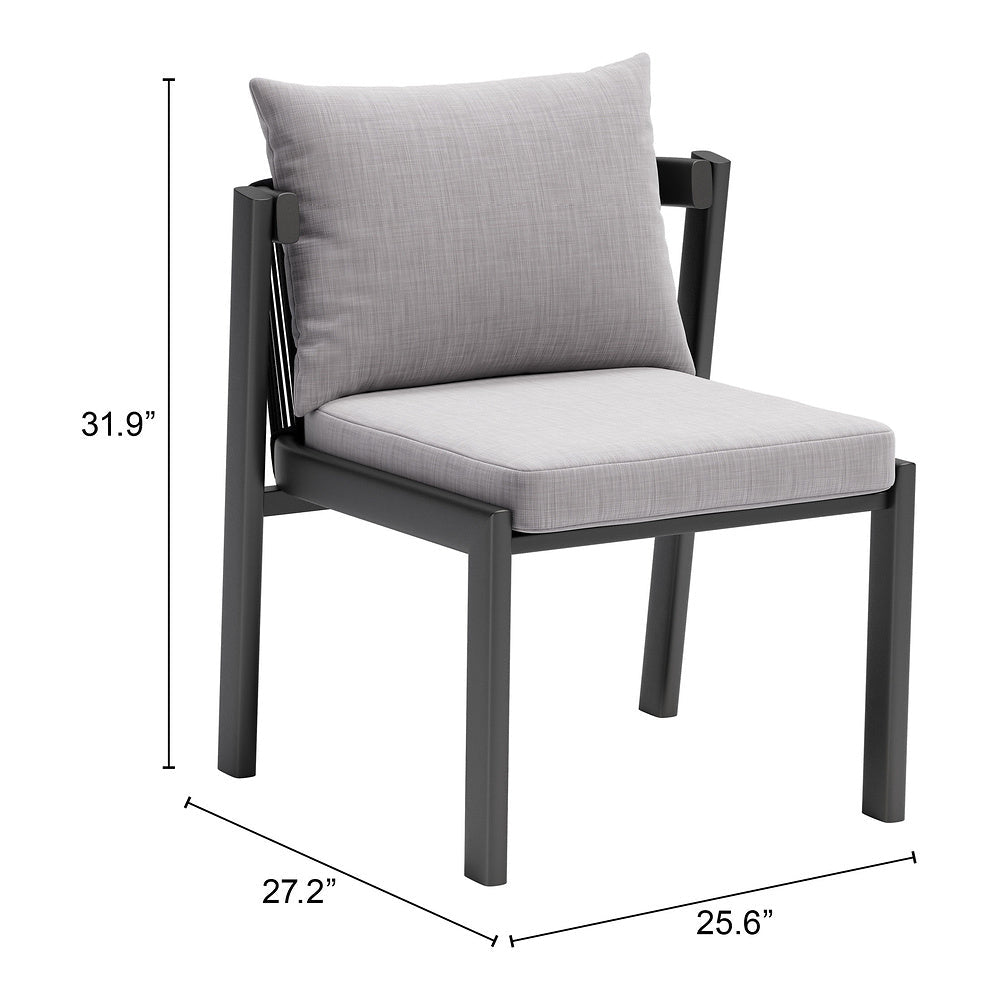 Silla para Cafetería y Jardín - ZUO HORIZON - Gris - Asiento y Respaldo Tapizados con Tela para Exterior - 704008 - Zuo - NOGAL BEAT - Silla de Terraza