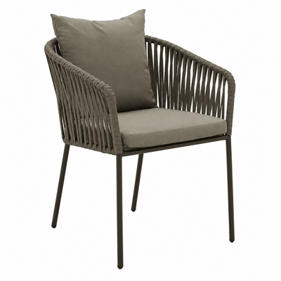 Silla para Hotel - NOGAL BEAT CANCUN - Varios Colores - Asiento y Respaldo Tejido Cuerda Algodón - SILLA CANCUN CON COJIN - MDO - NOGAL BEAT - Silla de Terraza