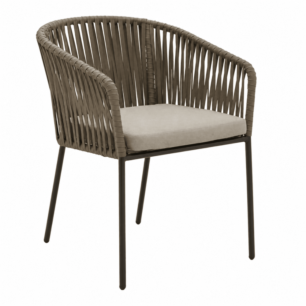 Silla para Hotel - NOGAL BEAT CANCUN - Varios Colores - Asiento y Respaldo Tejido Cuerda Algodón - SILLA CANCUN SIN COJIN - MDO - NOGAL BEAT - Silla de Terraza