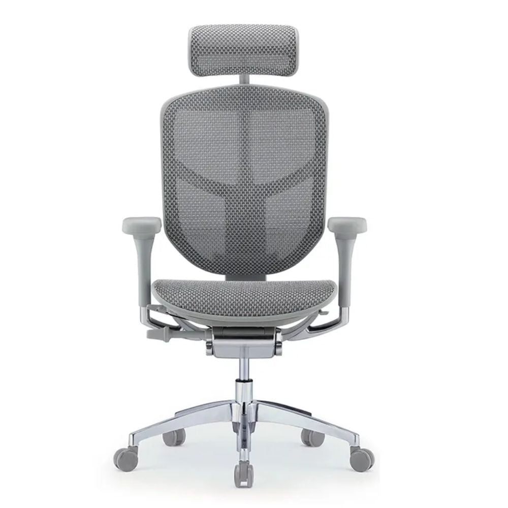 SILLA REQUIEZ ENJOY RM - 9101/GR Cabecera | Silla Ejecutiva para Oficina | Base 5 Puntas Aluminio | Descansabrazos | Polipropileno | Con Cabecera | Interior - RM - 9101/GR/ Cabecera RA - 95/GR - REQUIEZ - NOGAL BEAT - Sillas de oficina