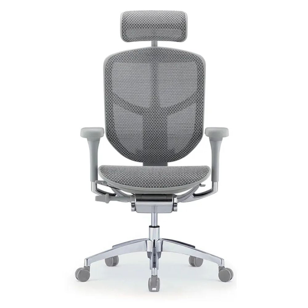 SILLA REQUIEZ ENJOY RM - 9101GR | Silla Ejecutiva | Base 5 Puntas Aluminio | Respaldo Mesh | Ergonómico | Gris | Interior - RM - 9101/GR - REQUIEZ - NOGAL BEAT - Sillas de oficina