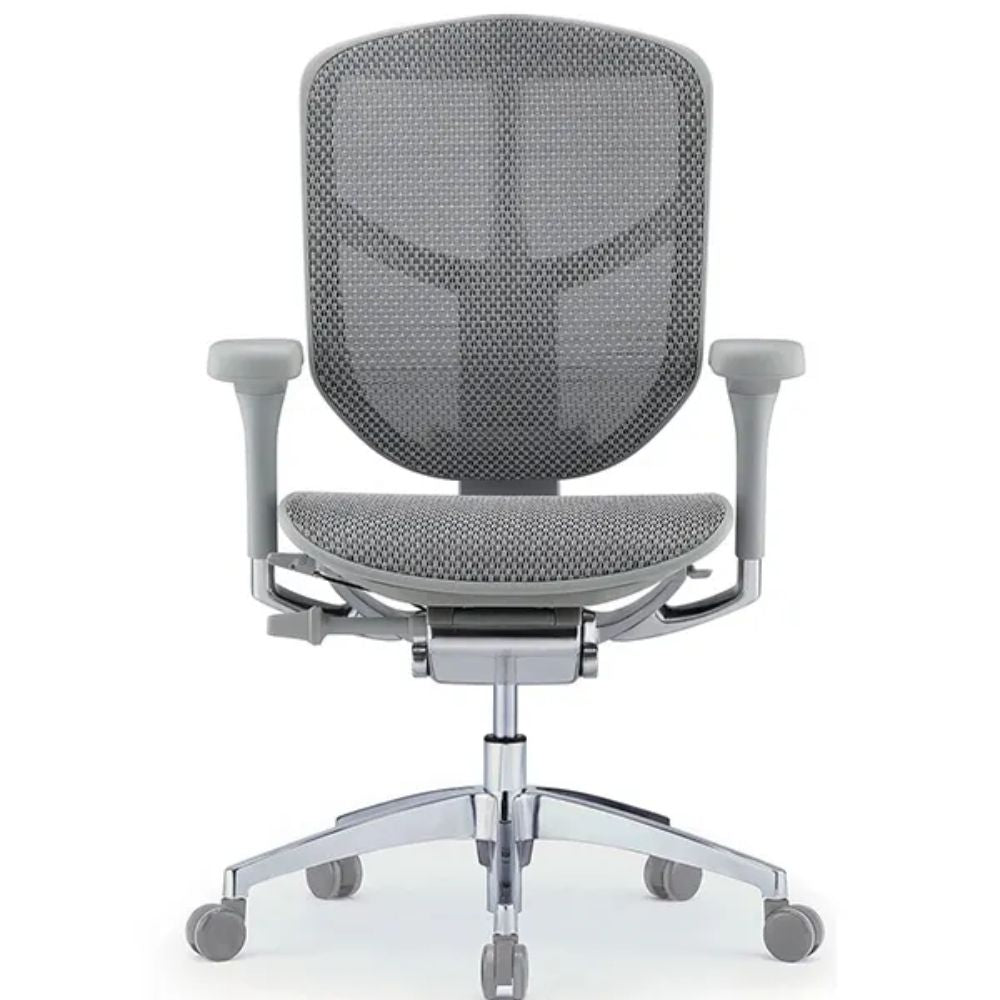 SILLA REQUIEZ ENJOY RM - 9101GR | Silla Ejecutiva | Base 5 Puntas Aluminio | Respaldo Mesh | Ergonómico | Gris | Interior - RM - 9101/GR - REQUIEZ - NOGAL BEAT - Sillas de oficina