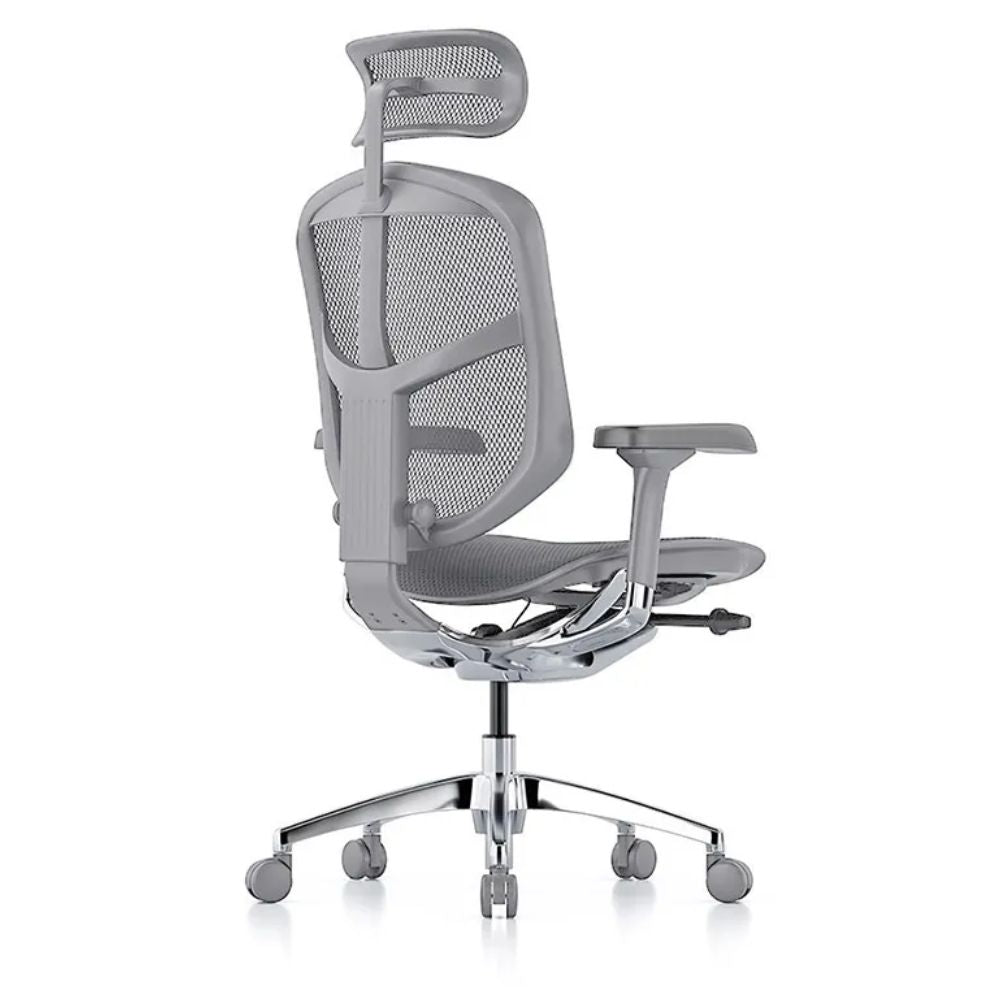 SILLA REQUIEZ ENJOY RM - 9101GR | Silla Ejecutiva | Base 5 Puntas Aluminio | Respaldo Mesh | Ergonómico | Gris | Interior - RM - 9101/GR - REQUIEZ - NOGAL BEAT - Sillas de oficina