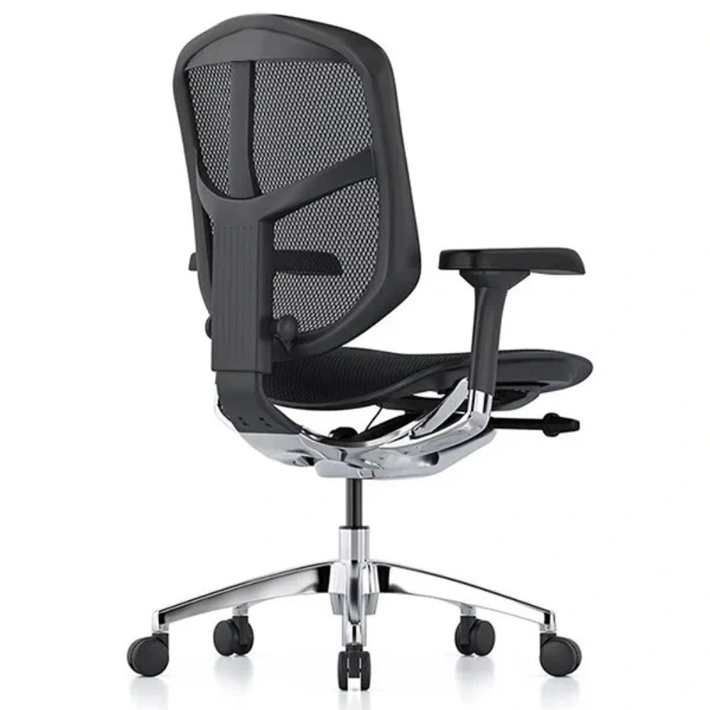 SILLA REQUIEZ ENJOY RM - 9101NG | Silla Ejecutiva | Base 5 Puntas Aluminio | Respaldo Mesh | Ergonómico | Negro | Interior - RM - 9101/NG - REQUIEZ - NOGAL BEAT - Sillas de oficina